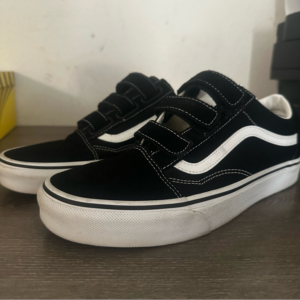 Mens Vans Black and White Velcro Sneakers